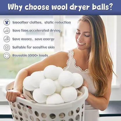 Organic Wool Dryer Balls: Eco-Friendly & Chemical-Free | Our Anti-Entanglement Reusable Balls Eliminate Wrinkle Static | 6-Pack XL Dryer Balls for Laundry is Made with New Zealand Wool (Gry-DG)