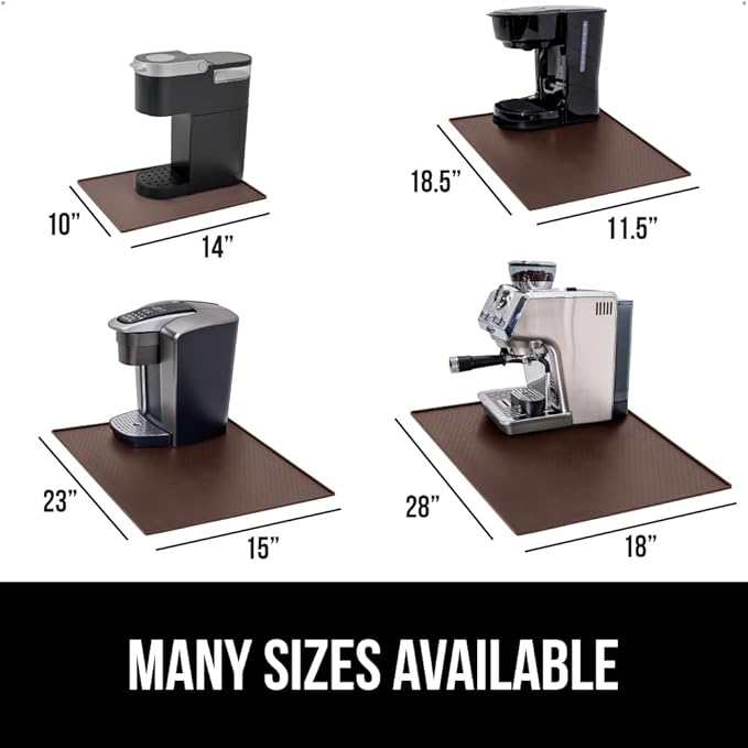 GORILLA GRIP Silicone Coffee Mat, Espresso Machine Bar Accessories, Keep Kitchen Counters Clean, Stays in Place, Waterproof and Heat Resistant Dish Drying Mats, Home Decor Essentials, 10x14, Brown