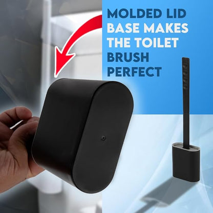 Modern Minimalist Silicone Toilet Brushes & Holders - Pack of 4 Toilet Bowl Brushes Black - Self-Cleaning & Splash-Free, Easy-Rinse Design with Wall Mounted Holder Bathroom Accessory