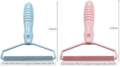2 Pack Portable Lint Remover, Manual Fabric Shaver, Reusable Pet Hair Remover for Carpet, Clothing, Furniture, Couch Blue Pink 2pcs