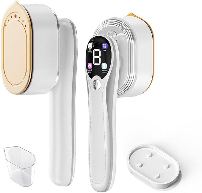 Handheld White Garment Steamer & Iron 2-in-1, Fast 10s Heat-Up Portable Clothes Steamer with LED Display, 4 Smart Modes & Leak-Proof Design – White Travel and Home Wrinkle Remover