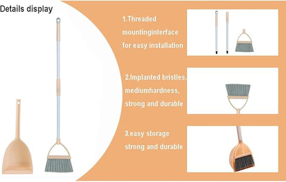 Mini Broom with Dustpan for Kids,Little Housekeeping Helper Set (Light Orange)