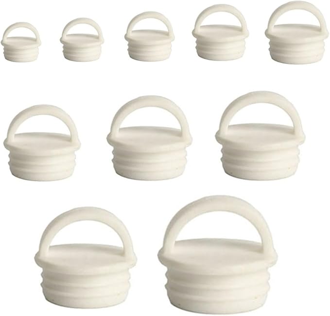 10 Pack Mop Bucket Drain Plug Replacement End Cap Stopper Rubber Sealing Plugs with Ring Grip for Spin Flat Mops and Buckets System Water Tub Tubing Holes Bathtub Kitchen Bathroom