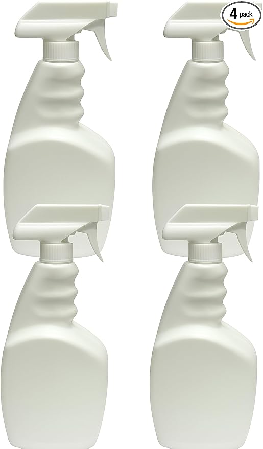 TRUE VALUE Plastic Spray Bottles, 32 Oz, All Purpose Refillable Bottles with Adjustable Nozzle for Cleaning, Hair, Pet Care, BBQ Pack of 4 (4)