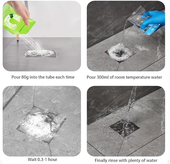 Powerful Pipeline Dredging Powder, Powerful Sink And Drain Cleaner Powder, Drain Clog Remover Agent, Drains Cleaner and Deodorizer, Multi-Purpose Pipe Cleaner for Kitchen Bathroom Toilet (4)