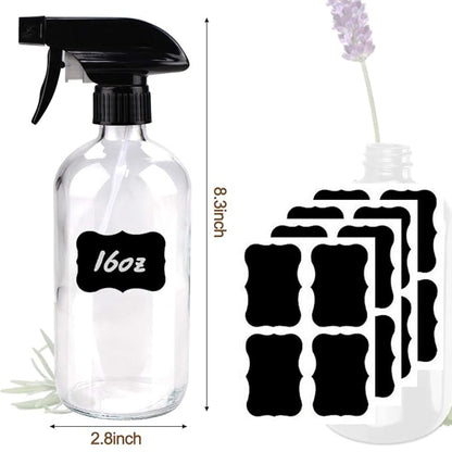 Bontip Glass Spray Bottle, Clear Glass Spray Bottle Set & Accessories Refillable for Plants Window Cleaners Aromatherapy Facial Hydration Watering Flowers Hair Care (2 Pack/16 oz) (Transparent)
