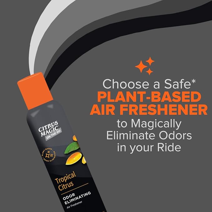 Citrus Magic On The Go Odor Eliminating Air Freshener Spray for Auto, Tropical Citrus, 8-Ounce, Pack of 2