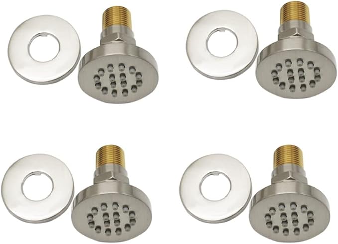 Shower Jets, HOMEDEC Round Brushed Nickel Brass Shower Body Spray, Shower Massage Wall Jet Can Swivel, Pack of 4