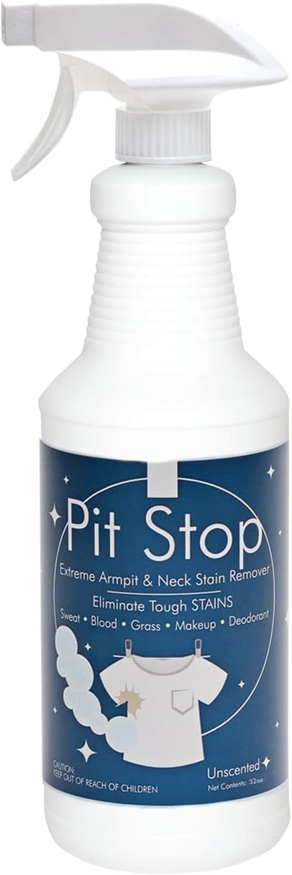 Sanco Industries Pit Stop - Sweat Stain & Deodorant Stain Remover, Multi-Stain & Multi-Purpose Formulated Spray, Safe for All Fabrics - 32 Ounces (Quart)