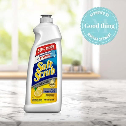 Soft Scrub All Purpose Cleaner, Surface Cleanser, Lemon, 36 Fluid Ounces, 6 Count