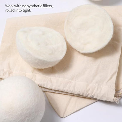 Laundry Wool Dryer Balls, 6 Pack Natural Fabric Softener, Reusable Laundry Balls for Dryer, Reduces Clothing Wrinkles and Saves Drying Time for Washing Machine Accessories