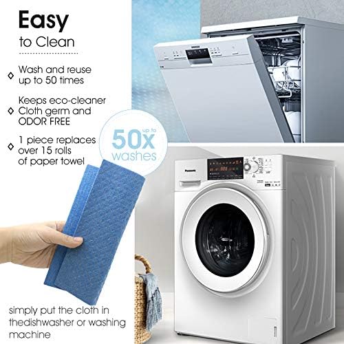 Swedish Dishcloth Cellulose Sponge Cloths – Bulk 10 Pack of Eco-Friendly No Odor Reusable Cleaning Cloths for Kitchen – Absorbent Dish Cloth Hand Towel (10 Dishcloths – Assorted)