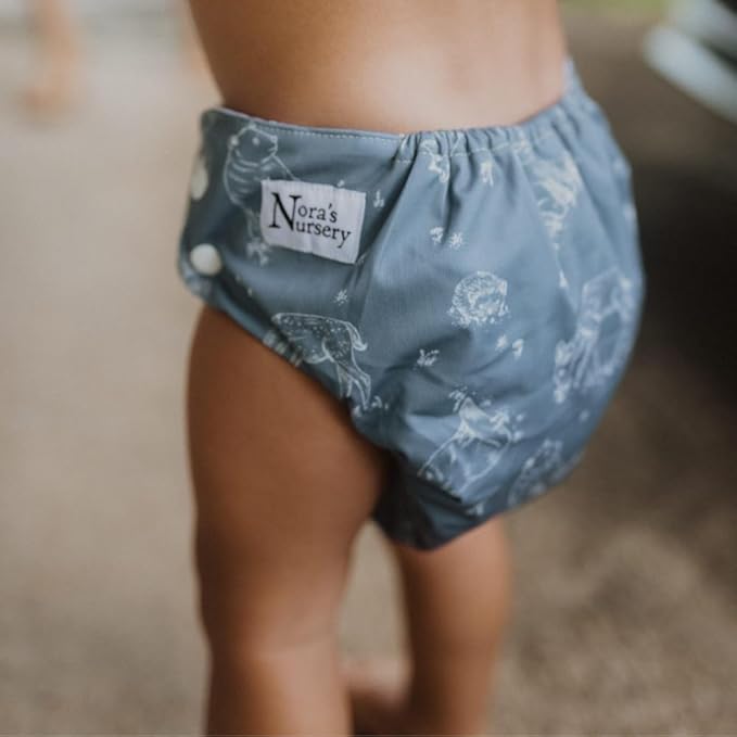 Nora's Nursery Cloth Pocket Diapers 4 Pack with 4 Inserts - Waterproof Cover, Washable, Reusable & One Size Adjustable Pocket Diapers for Newborns and Toddlers - Mama Bear