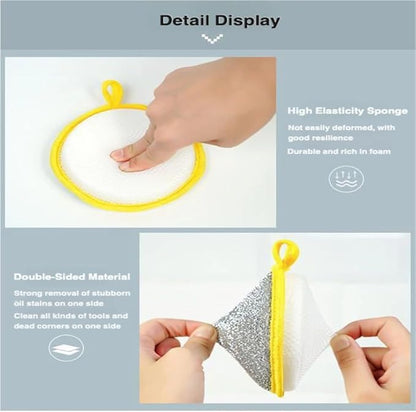 Double Sided Dishwashing Sponge, Premium Kitchen Cleaning Tools with Dual-Action Scrubber, Non-Scratch Sponge for Pots, Pans & Dishes