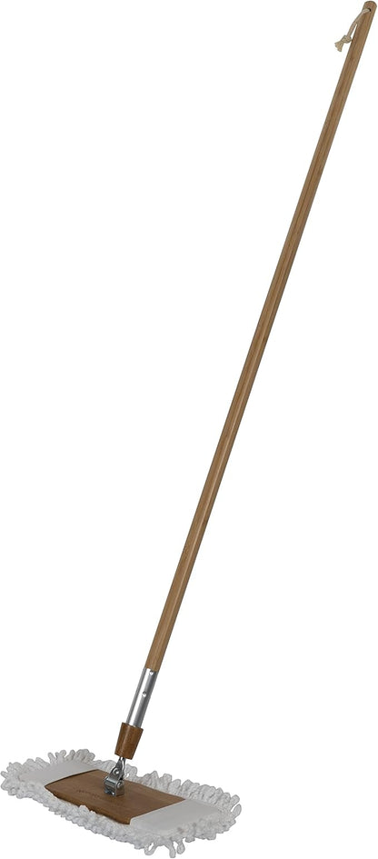 Harper Live.Love.Clean. Bamboo 2-in-1 Smooth Surface Wet/Dry Dust Mop with (2) Washable Wraparound Pads for Cleaning Dust, Pet Hair & Fine Dry Dirt