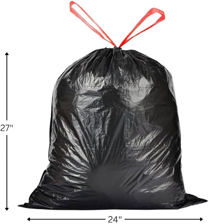 Strong Large 13 Gallon Drawstring Trash Bags Black Can Liners Kitchen Garbage Bags Multipurpose 40 CT Home Lawn Bags