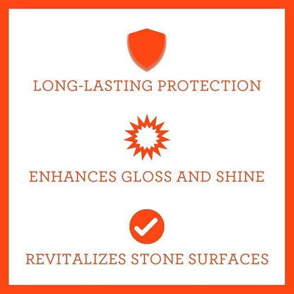 TriNova Granite Sealer & Protector – Best Stone Polish, Protectant & Care Product – Easy Maintenance for Clean Countertop Surface, Marble, Tile – No Streaks, Stains, Haze, or Spots - 128 fl oz (4PK)