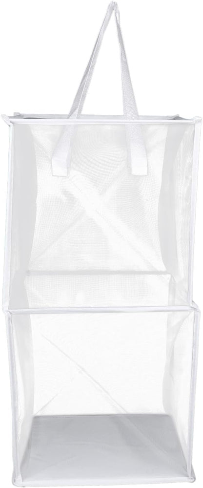 Mesh Laundry Hamper, Collapsible Laundry Basket Storage Organizer, Storage Basket Collapsible Clothes Hamper for Dorm College, White 33cmx33cmx66cm