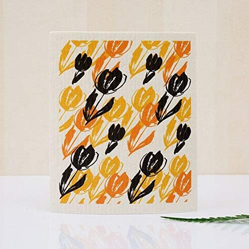 Swedish Dishcloth Reusable Kitchen Dish Towels Absorben and Fast Dry Cleaning Cloths Set of 4 No Odor Wipes (Tulip)