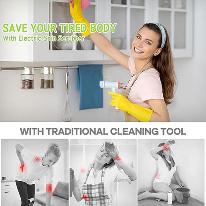 Can add Cleaning Cleaner ,Electric Spin Scrubber Handheld scrubbers for Cleaning， Electric Dishgun，Spin Brush for Cleaning Set，5 Replaceable Brush Heads Kitchen, Shower, Floor, Bathroom Turboscrub