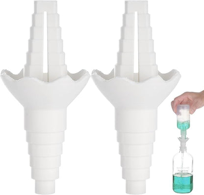 2 Pcs Universal Bottle Emptying Kit, 0.59-1.38 in Compatible, Multi-Tier Transfer Connector, Waste Eliminator for Kitchen Bathroom Laundry