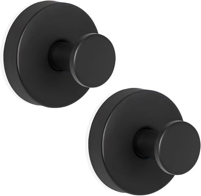 ZESLMG Black Suction Cup Hooks for Glass Window, Shower Hook for Inside Shower, Removable Towel Hooks for Bathroom Kitchen Wall Glass Door, Wreaths Loofah Suction Hook for Hanging, 2 Pack