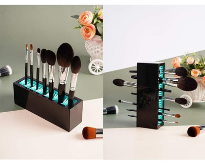 JAMEND CLXP Makeup Brushes Holder Organizer, Silicone Vanity Air Drying Rack Display Storage for Brush, Eyeliners and More, Practical Cosmetic Tools Container (Pink-White)