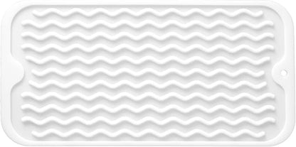 MicoYang Silicone Dish Drying Mat for Multiple Usage,Easy clean,Eco-friendly,Heat-resistant Silicone Mat for Kitchen Counter or Sink,Refrigerator or Drawer Liner White S 12 inches x 6 inches