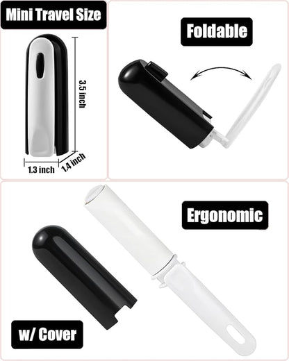 Travel Lint Roller for Clothes Mini Foldable Lint Roller with Cover and 4 Refills Total 150 Extra Sticky Sheets Travel Size Pet Hair Remover Roller (Black)