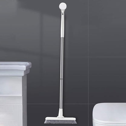 Affogato Floor Scrub Brush Bathroom Long Handle Bathtub Push Broom Shower Tile Grout Scrubber Rotatable Indoor Kitchen Scrubbing Cleaning Brush for Hard to Reach Areas - White