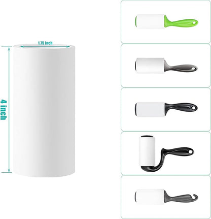 4 inch Lint Roller Refills Only for Scotch-Brite Lint Roller Replacement Refills for Pet Hair Extra Sticky 60 Sheets per Roll Pack of 10 Rolls Total 600 Sheets (Inside Dia. 1-3/4 inch)