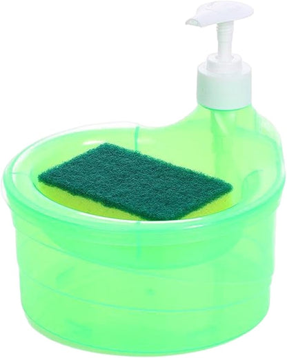 Kitchen Soap Dispenser - 2 in 1 Dish Soap and Sponge Holder, Sink Liquid Soap Pump Organizer | Dishwashing Soap Dispenser with Sponge caddyy, Refillable Soap Pump Dispenser for Kitchen Cleaning