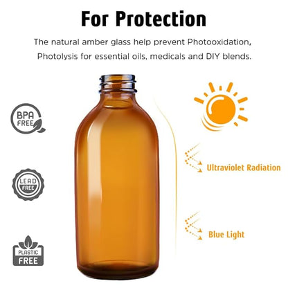 Tecohouse Glass Spray Bottles 4 OZ, Amber Empty Spray Bottle for Essential Oils, Small Glass Bottles for Cleaning Solutions, Plants, with Durable Nozzle, Labels, Funnel, Pipettes