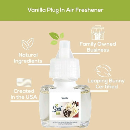 Scent Fill Vanilla Plug in Air Freshener, Scented Oil Refills, 2 Refills + Diffuser