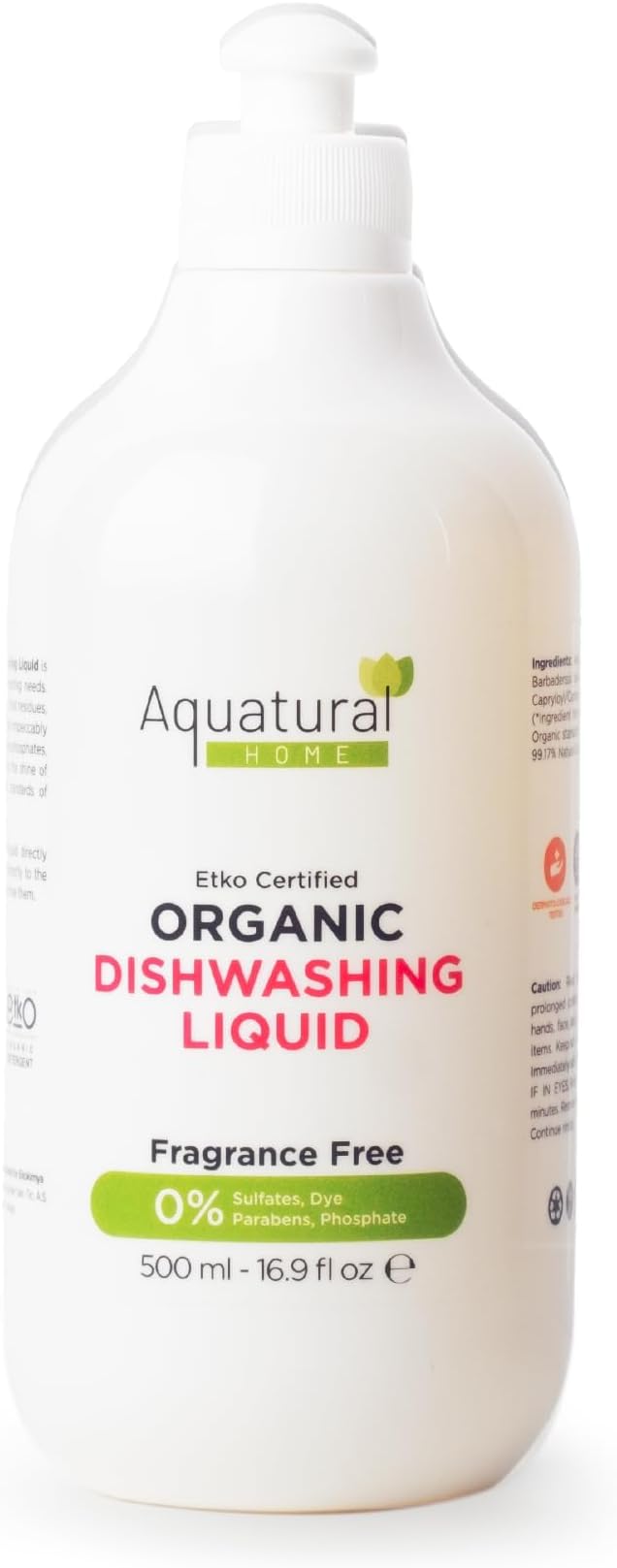 Organic Dishwashing Liquid for Dishes, Plant Based Dish Soap, Kitchen Unscented Dish Soap Liquid, Cuts Grease, Suitable for Sensitive Skin, Quick Rinse, 16.9 Fl Oz