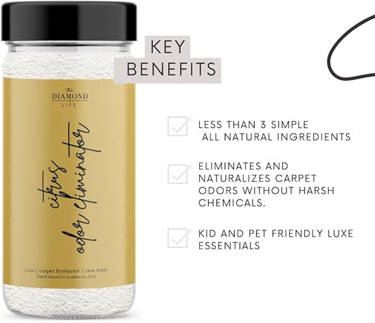 Home "Citrus" Lemon & Mango Natural Carpet & Upholstery Freshener, Odor Eliminator, Deodorizer For Homes With Kids & Pets