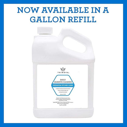 TriNova Granite Cleaner & Polish for Daily Use - Made in USA, Enhances Shine, Streak-Less - for Counter-Tops, Marble, Stone, Bathroom Tile Kitchen, & Islands - 18 fl oz