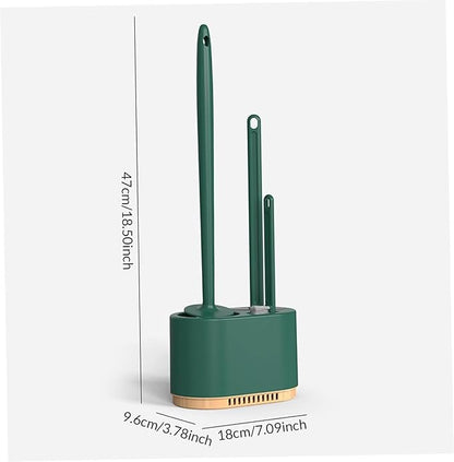 Toilet Brush and Plunger Set, 3-in-1 Design, Silicone Bristles, Light Green, Plastic Handle, Wall Bracket, Toilet Brush, Holder, Set