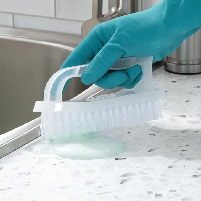 Iron Handle Multi-Purpose Cleaning Scrub Brush – Durable White Plastic Bristles, Comfortable Grip, Lightweight Household Tool for Kitchen, Bathroom, and More