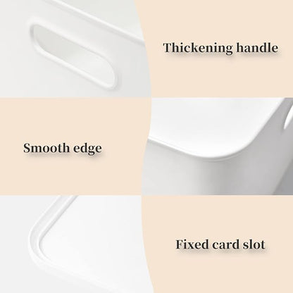 Plastic Storage Baskets Bins Boxes With Lids,Organizing Container White Storage Organizer Bins For Shelves Drawers Desktop Playroom Classroom Office,3-Pack(M+2S)
