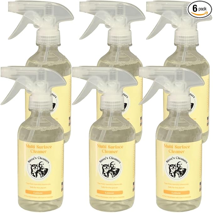 Steve's Cleaners Amazon Fulfilled, Lemon Multi-Use Spray, Lemon Essential Oil, 6 Pack, Tough on Messes, Biodegradable, 10 oz (Pack of 6)