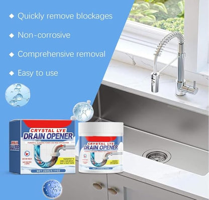 Crystal Lye Drain Opener,Powerful Pipe Dredging Agent, Sink & Drain Cleaner Powder, Toilet Cleaner Foam PowderAll-Purpose Drain Unblocker for Kitchen Bathroom Toilet Shower