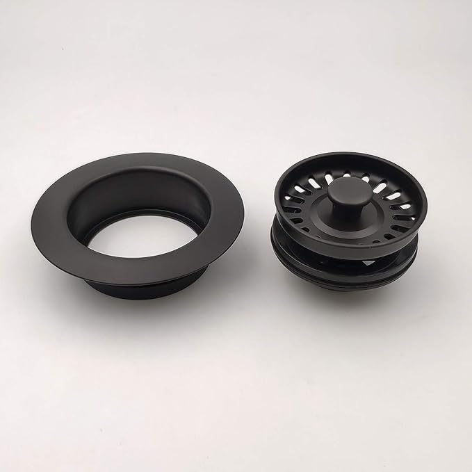 GZILA Garbage Disposal Strainer and Stopper with Decorative Disposal Flange in Black, Fit 3.5 Inch Standard Drain Hole