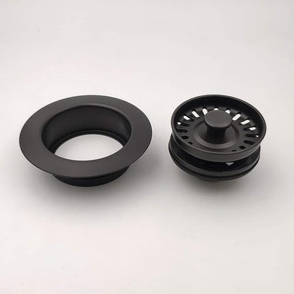 GZILA Garbage Disposal Strainer and Stopper with Decorative Disposal Flange in Black, Fit 3.5 Inch Standard Drain Hole