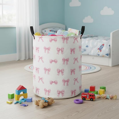Baby Laundry Hamper kids laundry Basket Waterproof Laundry Bag for Bedroom Toy Clothes Organizer Room Décor(Bowknot)