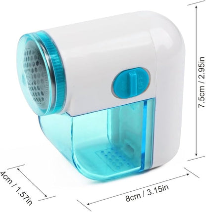 Fabric Shaver, Lint Remover for Clothes, Electric Lint Shaver with 3-Leaf Blades, Battery Operated, Remove Clothes Fuzz, Lint Balls, Pills, Light Blue and White