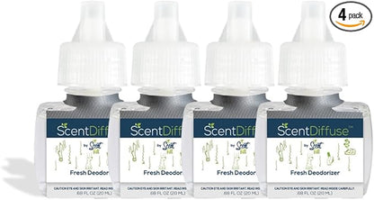 Scent Fill Fresh Deodorizer Plug in Air Freshener, 4 Scented Oil Refills