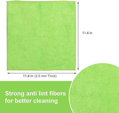 Microfiber Cleaning Cloth, 3 Pcs 11.4 inch x 11.4 inch, Cleaning Rags，Microfiber Cloth, Multi-Functional Cleaning Towels, for Car Detailing, Home, Kitchen (Gray, Green, Blue)