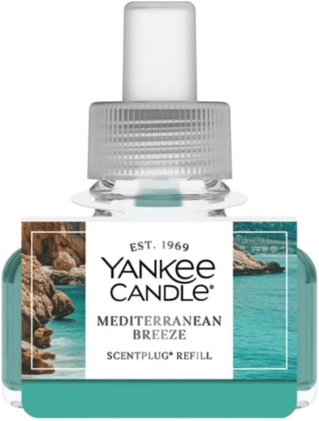 Yankee Candle ScentPlug Refill for Plug in Air Fresheners, Scented Oil Refills, Long Lasting Home Fragrance, Mediterranean Breeze (Pack of 1)
