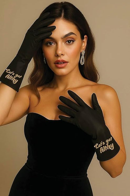 We Glove It™ Chic Black Dishwashing Gloves – Stylish, Reusable & Fun Gift with Flirty Sayings for Kitchen Cleaning